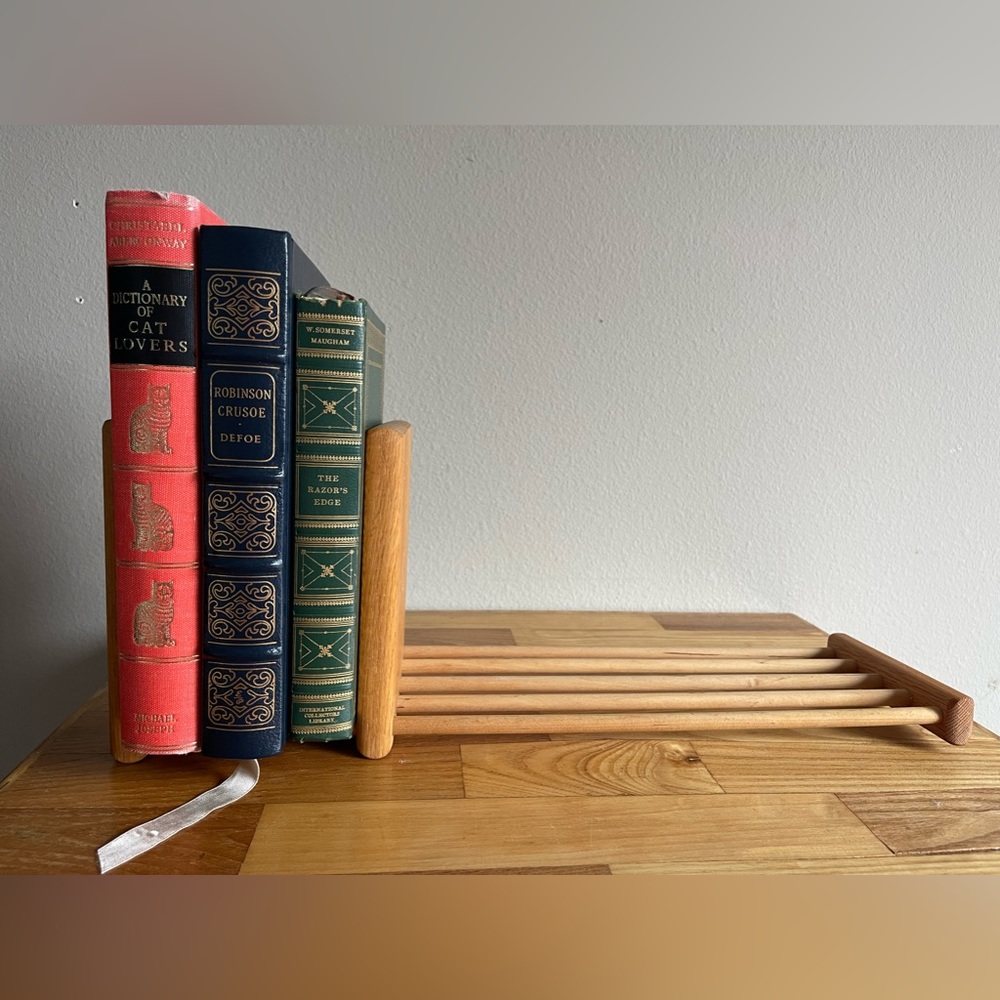 Vintage Wooden Sliding Book Rack